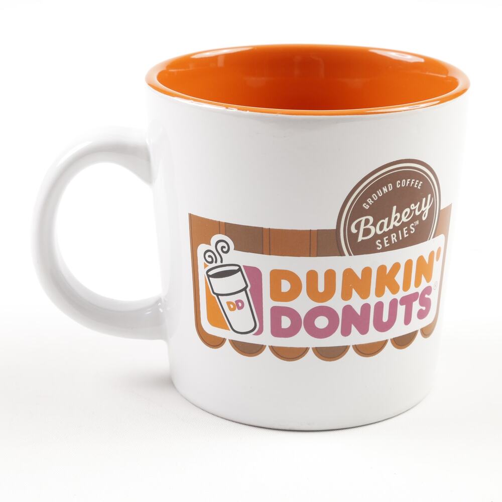 Dunkin Donuts Bakery Series 12oz Ceramic Coffee Mug Cup Orange White